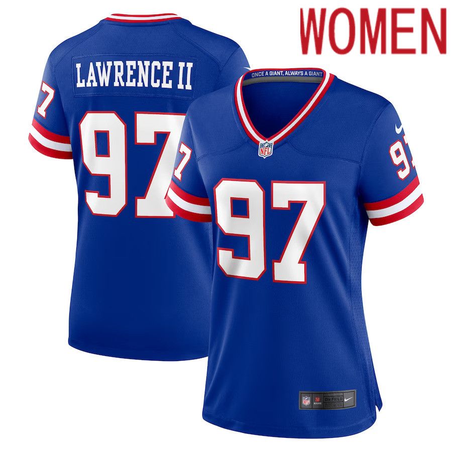 Women New York Giants #97 Dexter Lawrence II Nike Royal Classic Game Player NFL Jersey->women nfl jersey->Women Jersey